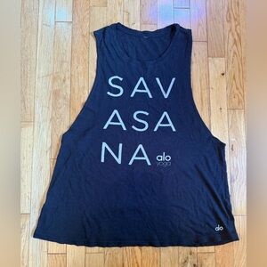 ALO Yoga Black Sleeveless Savasana Top #736